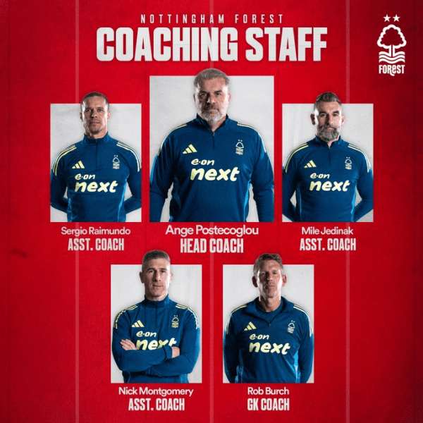 诺丁汉森林官方: 耶迪纳克等人成为澳波指导教练员组成员